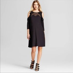 Isabel Maternity Cold Shoulder Black Dress